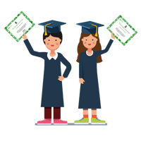 Illustration of two graduates